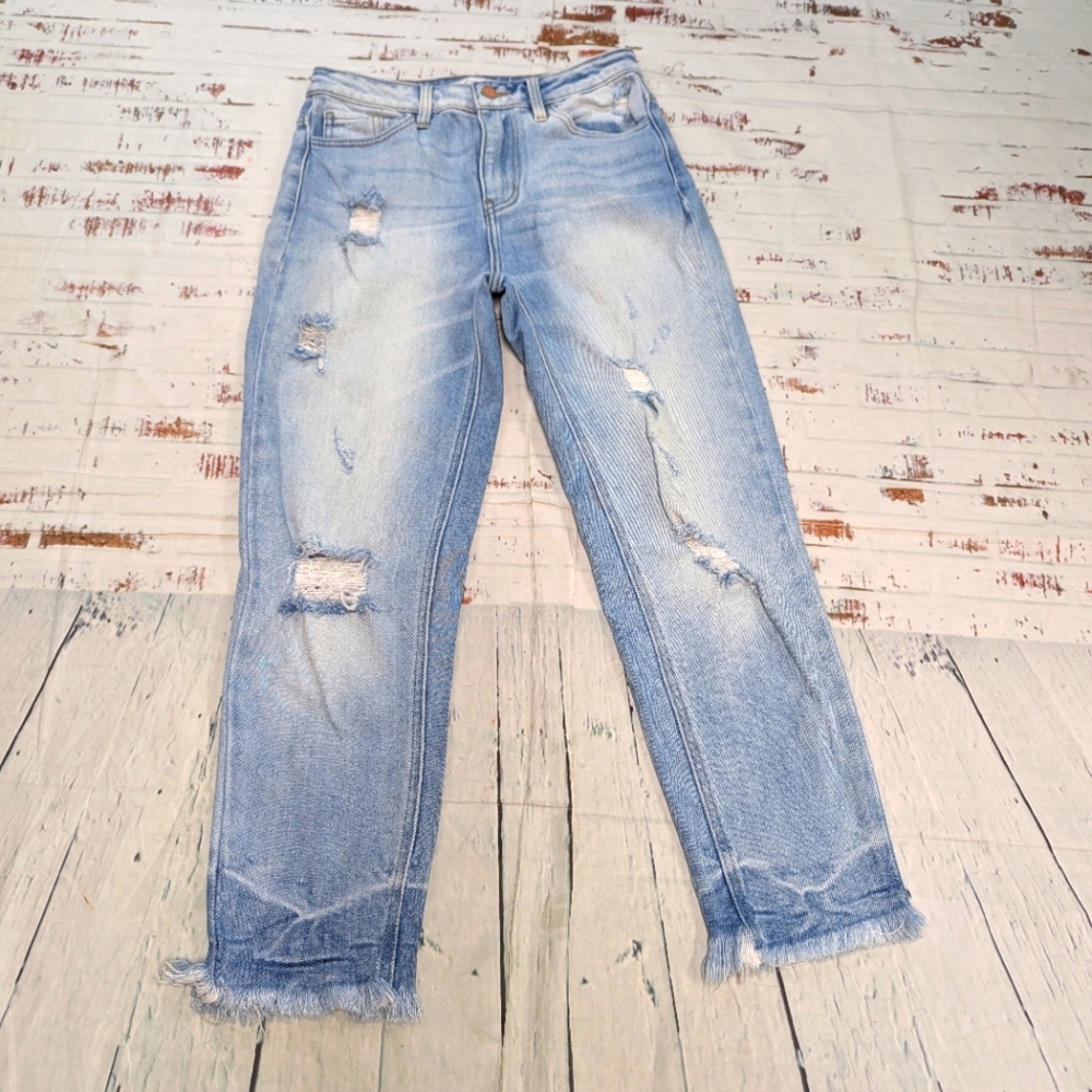 KanCan Light Blue Distressed Straight Leg Jeans